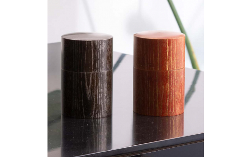 山中塗 嘉匠菴 欅 共木茶筒 黒摺 ＰＬＡＴＩＮＵＭ 復興　震災　コロナ【能登半島地震復興支援】 北陸新幹線 F6P-0204