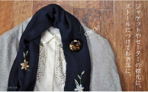 稲穂蒔絵 塗ブローチ 蒔絵 漆 木製 稲穂 うるしアート ハンドメイド ブローチ アクセサリー ギフト 伝統工芸 工芸品 国産 日本製 復興 震災 コロナ 能登半島地震復興支援 北陸新幹線 F6P-0303