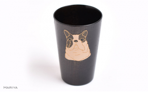 山中漆器の蒔絵 漆塗りぐい呑み フレンチブルドック 木製 ぐい呑み 酒器 漆器 父の日 母の日 敬老の日 ギフト 伝統工芸 工芸品 国産 日本製 復興 震災 コロナ 能登半島地震復興支援 北陸新幹線 F6P-1345