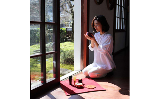 お手前セット IPPUKU手づつみ 紫 鮫小紋 SR-1161 茶道具 セット 風呂敷 茶碗 棗 茶杓 茶筅筒 茶筅 木製 コースター 天然木 漆器 ギフト工芸品 国産復興 震災 コロナ 能登半島地震復興支援 北陸新幹線 F6P-0979