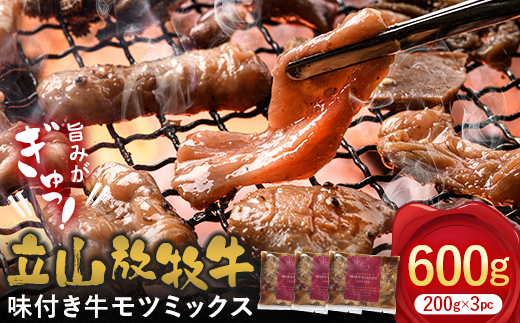 立山放牧牛味付きミックスホルモン 200g×3パック 富山県 立山町 お歳暮 お中元 F6T-092