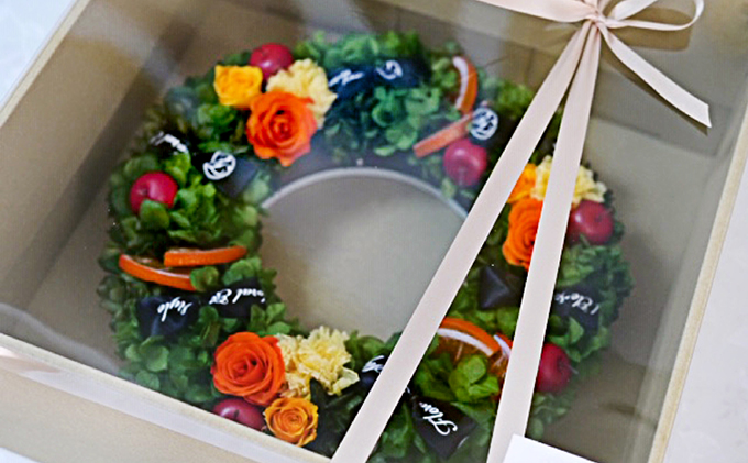 グリーンリース【プリザーブドフラワー】 民芸品 工芸品 植物 