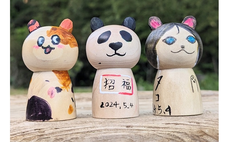 にゃんこけしの絵付け体験 1名様分チケット（オリジナルにゃんこけしを作ろう！） ねこ 猫 ネコ 