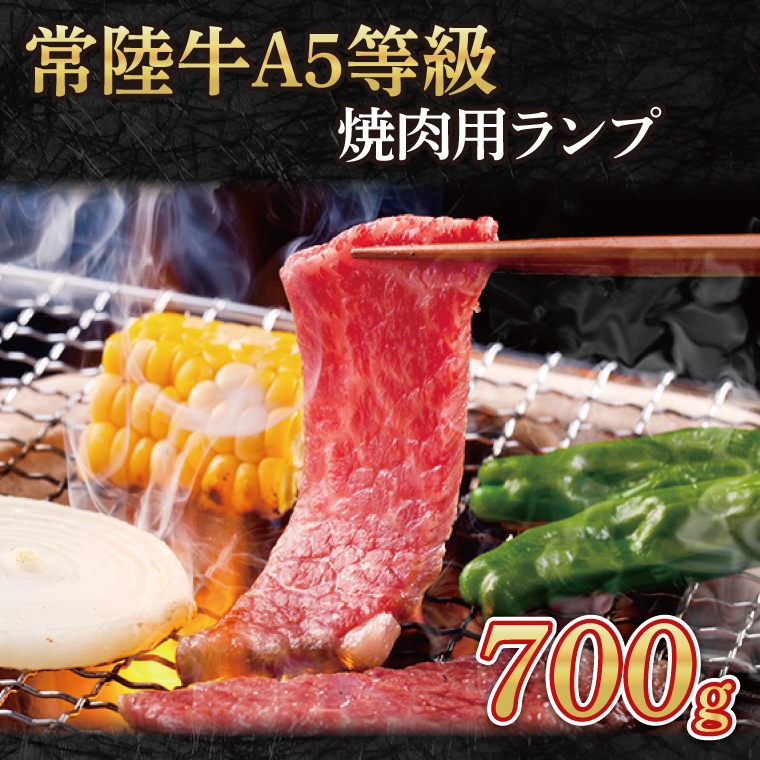 常陸牛A5等級　焼肉用700g（ランプ）｜黒毛和牛 濃厚 牛肉 お肉 お歳暮 贈答 贈り物 包装 のし 熨斗 プレゼント 指定日 日時指定(AC004)