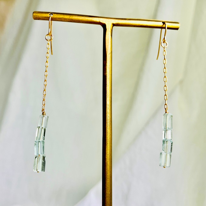 ピアス ice blue K14gf ロング チェーン