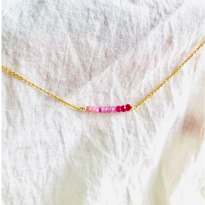 ネックレス ルビーの首飾り グラデーション ピンク 14gf 43cm