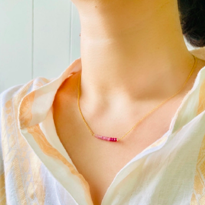 ネックレス ルビーの首飾り グラデーション ピンク 14gf 43cm