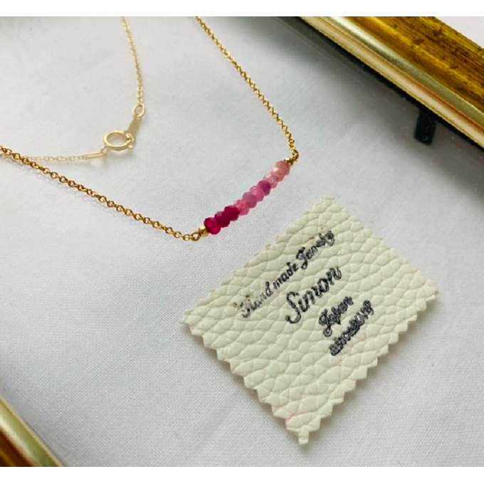 ネックレス ルビーの首飾り グラデーション ピンク 14gf 43cm