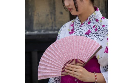 土佐和紙 扇子Ori 桜 ひな桜 布製扇子袋 桐箱付き