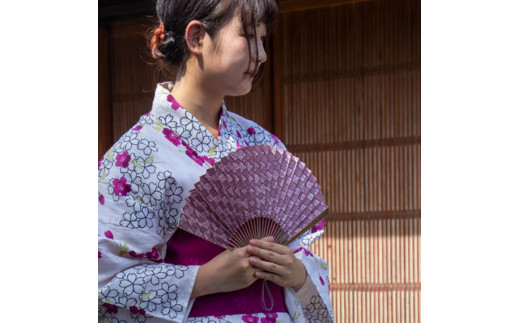 土佐和紙 扇子Ori 市松あずき 布製扇子袋 桐箱付き