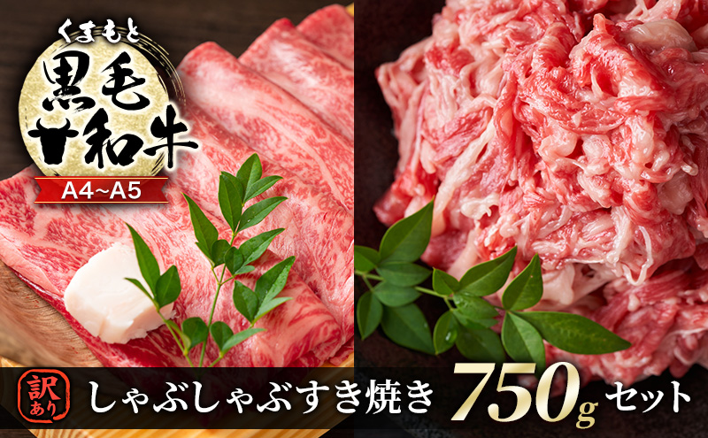 【熊本県錦町】訳あり 牛肉 A4〜A5 くまもと 黒毛和牛 しゃぶしゃぶ すき焼き 750g セット 肉 お肉 ※配送不可:離島