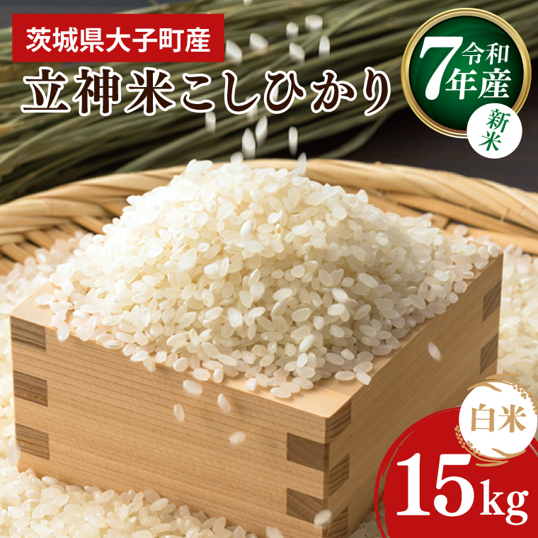 令和7年産 立神米こしひかり（白米）15kg | 茨城県 大子町 コシヒカリ 米 コンテスト 受賞 生産者 大子産米 産地直送 もちもち グランプリ（BT069）