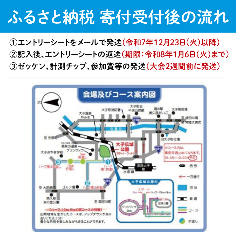 第59回奥久慈湯の里大子マラソン大会 5キロ(高校生以上参加可能)の部 参加権1名分 ※種目を確認のうえ、お申込みください。 （AU003）