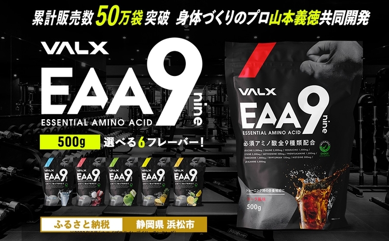 静岡県浜松市のふるさと納税 VALX EAA9 500g 【山本義徳 アンチドーピング 国産 パウダー サプリメント 健康食品  男性 女性  筋トレ BCAA オススメ バルクス 　浜松市 静岡県】 雑貨 日用品