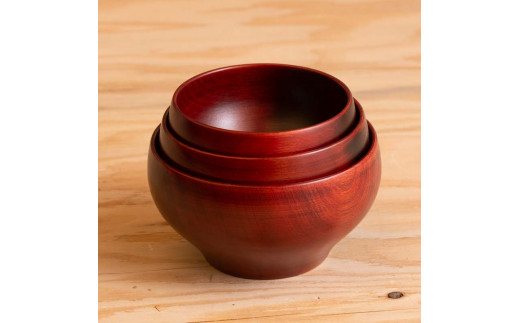 三つ組　桜〇椀　赤 復興　震災　コロナ【能登半島地震復興支援】 北陸新幹線 F6P-1673