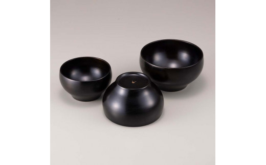 三つ組　桜〇椀　黒 復興　震災　コロナ【能登半島地震復興支援】 北陸新幹線 F6P-1674