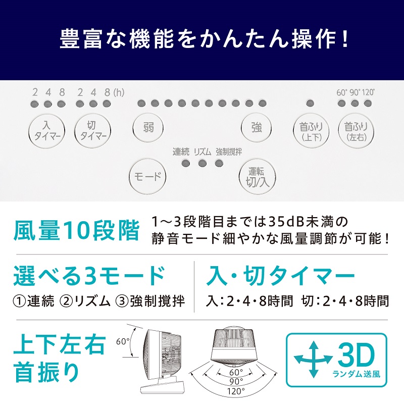 サーキュレーター 大型 DC23cm dc PCF-DC23-W ホワイト 送風 アイリスオーヤマ 