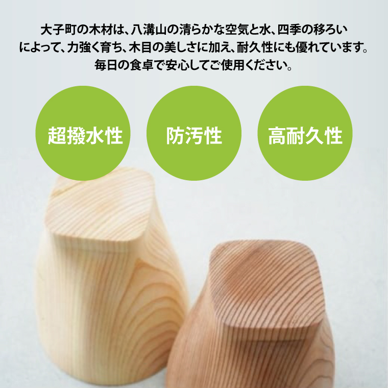 茨城県産 杉と檜のペアカップ（ガラスコート） スギ ヒノキ ビール 焼酎 国産(BH004)