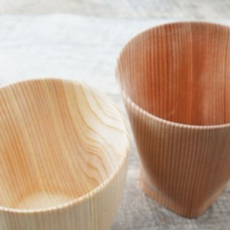 茨城県産 杉と檜のペアカップ（ガラスコート） スギ ヒノキ ビール 焼酎 国産(BH004)