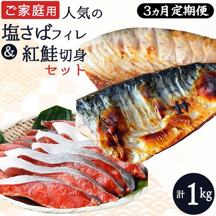 【和歌山県美浜町】〈毎月定期便〉【ご家庭用訳あり】人気の塩さばフィレ&紅鮭切身セット計1kg 全3回◇ ※離島への配送不可