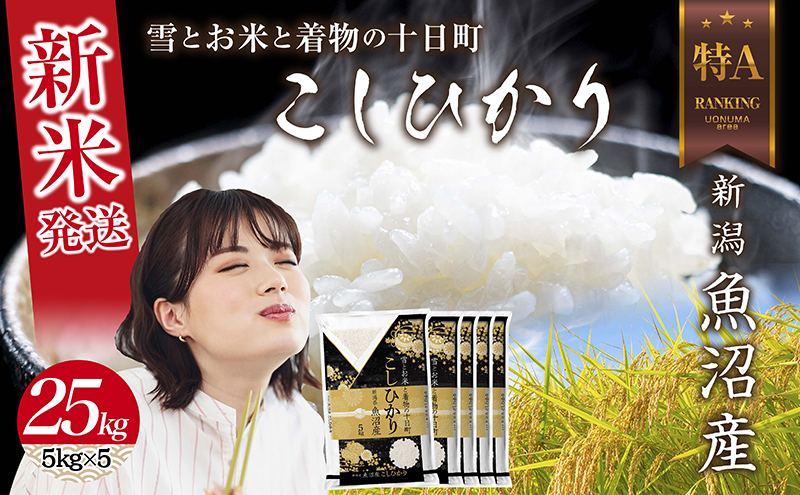 令和7年産 新潟県 魚沼産 コシヒカリ お米 25kg （5kg×5袋） 精米済み お米 こめ 白米 新米 こしひかり 送料無料 魚沼 十日町