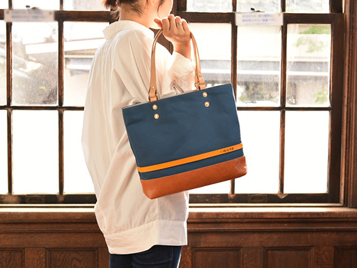 ハンドメイド　八幡帆布鞄トートバッグ・名入れ可能　Mサイズ【CC01W】