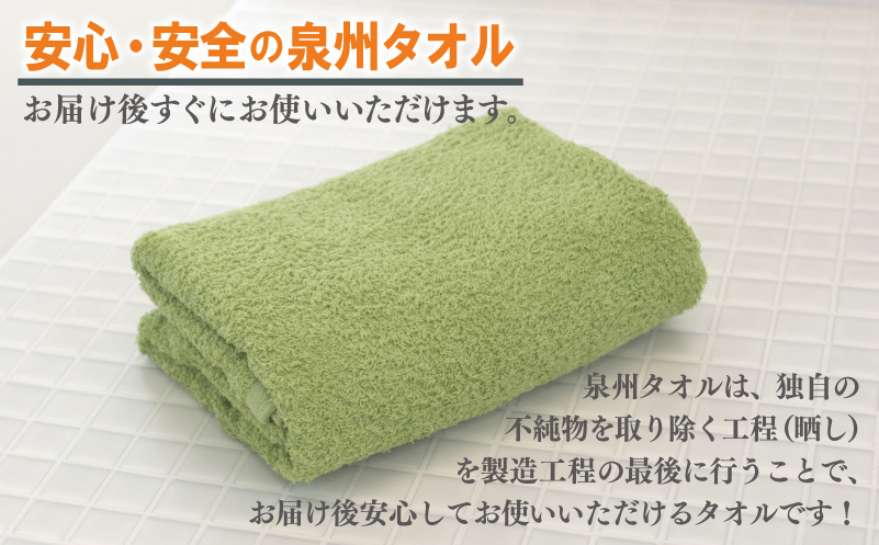 大阪府泉佐野市のふるさと納税 ミニバスタオル 5枚（グリーン）【40cm×120cm 500匁 国内製造 泉州タオル フェイスタオル 以上 バスタオル 未満 吸水 普段使い シンプル 日用品 家族 ファミリー】 099H2928-1