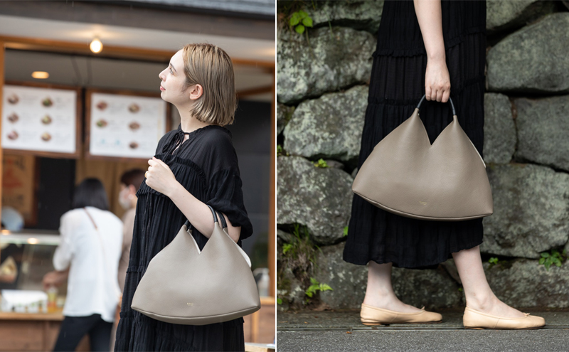 【SOEL】手にした時のシルエットが美しいトライアングルレザーハンドバッグ レザーバッグ ハンドバッグ レディース イタリアンレザー 撥水 雑貨 日用品 ファッション かばん トートバッグ 手提げ 