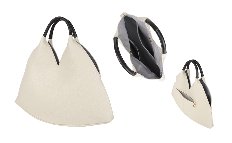 【SOEL】手にした時のシルエットが美しいトライアングルレザーハンドバッグ レザーバッグ ハンドバッグ レディース イタリアンレザー 撥水 雑貨 日用品 ファッション かばん トートバッグ 手提げ 