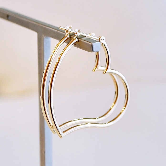 ハート フープ ピアス CCマーク ゴールドメタル K18 イエローゴールド ハート フープ ピアス 保証書付 KO-0027 SWAD028