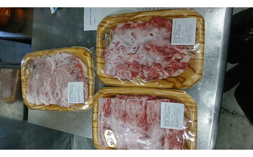 近江牛三種セット【1.5kg（肩バラ500ｇ、赤身スライス500ｇ、切り落とし500ｇ）】【AC04W】