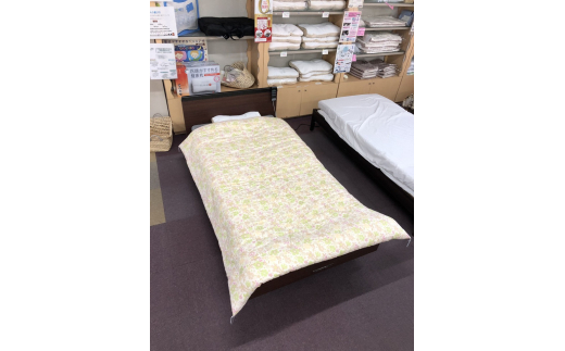 もめん綿入り（コットン100％）　肌掛け布団　二重ガーゼタイプ（グリーン）【CW27W】