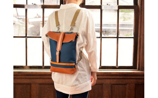 ハンドメイド　八幡帆布鞄リュック・名入れ可能　Mサイズ　【CC04W】
