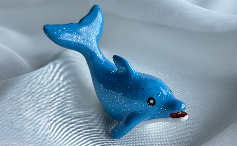 鋳物 ペーパーウエイト 愛知 ペーパーウエイト（イルカ2体セット）ブルー・ピンク 重し 【蟹江町】 インテリア 福祉用品 