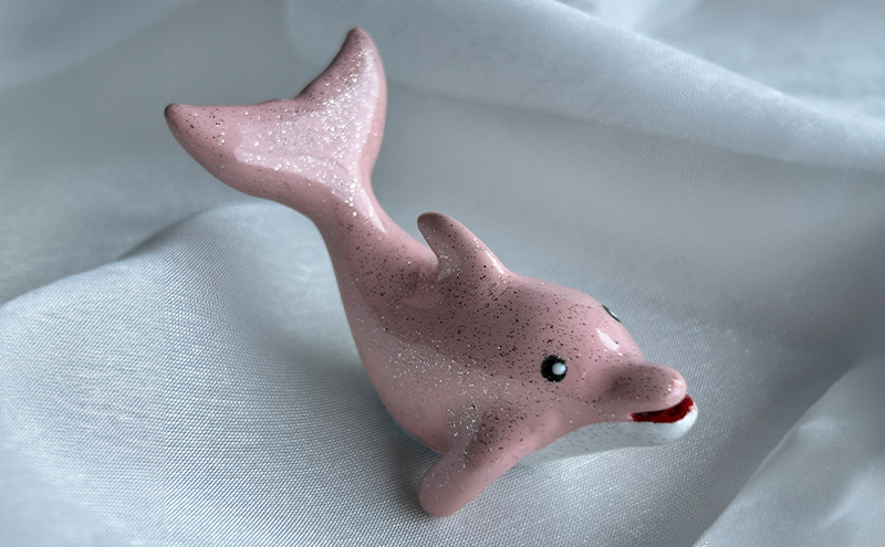鋳物 ペーパーウエイト 愛知 ペーパーウエイト（イルカ2体セット）ブルー・ピンク 重し 【蟹江町】 インテリア 福祉用品 