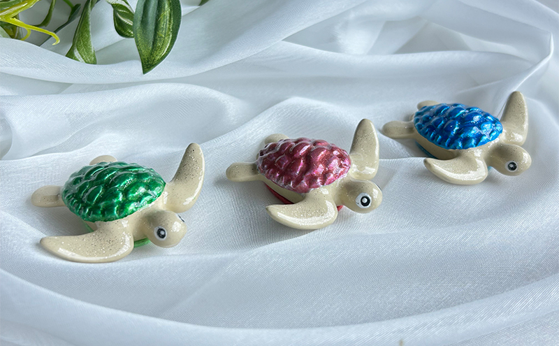 鋳物 ペーパーウエイト 愛知 ペーパーウエイト（カメ3体セット）ブルー・ピンク・グリーン 重し 【蟹江町】 インテリア 福祉用品 