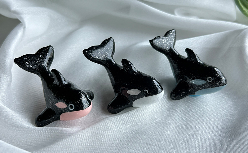 鋳物 ペーパーウエイト 愛知 ペーパーウエイト（シャチ3体セット）ブルー・ピンク・白 重し 【蟹江町】 インテリア 福祉用品 