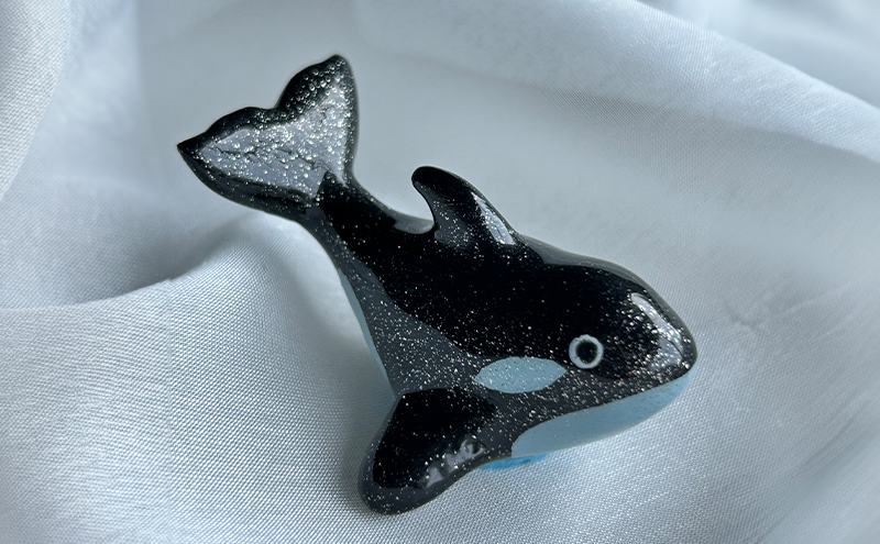 鋳物 ペーパーウエイト 愛知 ペーパーウエイト（シャチ3体セット）ブルー・ピンク・白 重し 【蟹江町】 インテリア 福祉用品 