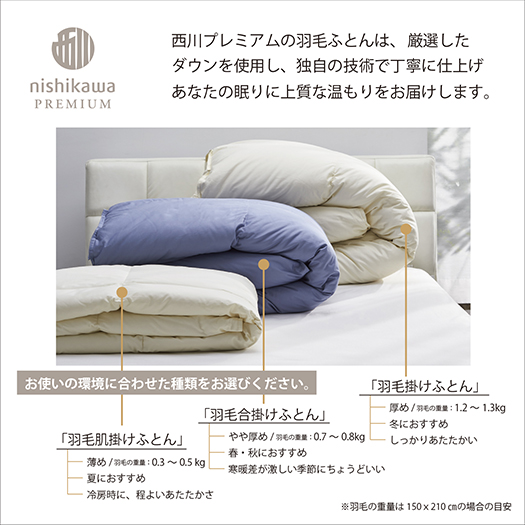 【nishikawa/西川】羽毛肌掛けふとん(増量タイプ)/ポーランドホワイトグース90％【P314W】