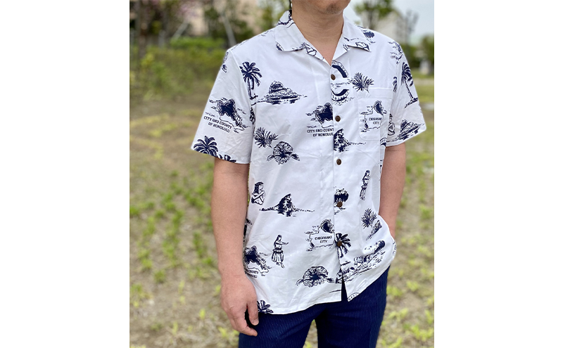 アロハシャツ 茅ヶ崎ALOHA アロハシャツ メンズ レディース アロハ ALOHA 半袖 シャツ 夏 総柄 サザンC 烏帽子岩 えぼし岩 フラ 茅ヶ崎市 神奈川県