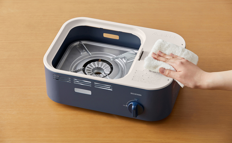 カセットコンロ 減煙 焼肉 減煙焼肉カセットコンロ IGC-GY1 アッシュネイビー アイリスオーヤマ グリル 卓上 コンロ カセットボンベ ガス 煙が少ない 防災 備蓄 停電 食欲の秋特集 