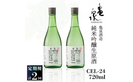 純米吟醸生原酒 CEL-24 720ml 生酒 毎月1本×2回 定期便 お酒 酒 さけ 日本酒 アルコール 生原酒 アルコール度数14度 14% 甘口 フルーティ 食中酒 地酒 亀泉酒造 おいしい 飲みやすい 冷蔵 配送