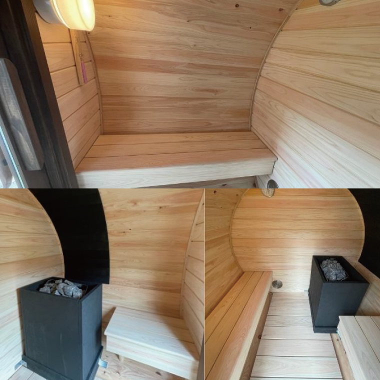 小型 バレルサウナ 樽型サウナ BURROW mini 3.0 ブラック 茨城県 八溝檜 銘木 常陸檜使用(BO003)