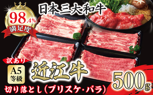 [訳あり]A5 近江牛切り落としスライス 食べ比べ ブリスケ&バラ 500g[FO33U]