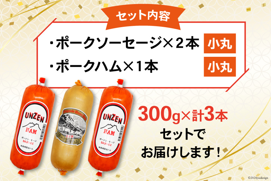 長崎県島原市のふるさと納税 FD192 雲仙ハム ソーセージ小×2本＋ハム×1本 各300g【絶品 人気 ウインナー ソーセージ おつまみ ギフト 肉 お弁当 おかず 小分け 便利 国産 豚肉 お歳暮 お中元 長崎県 島原市】
