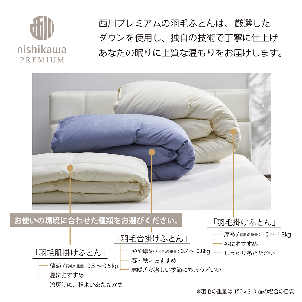 【nishikawa/西川】羽毛肌掛けふとん(増量タイプ)/ポーランドホワイトグース95％【P316W】