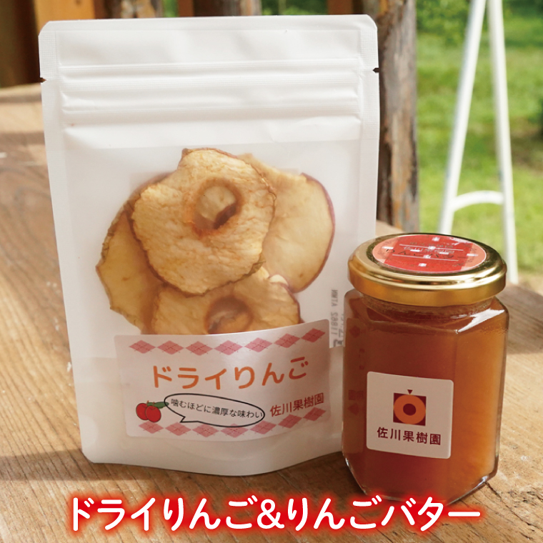 サガワフルーツガーデン りんご加工品 贅沢3種セット【りんごジュース2本、ドライりんご1袋、りんごバター150g】(CC001)