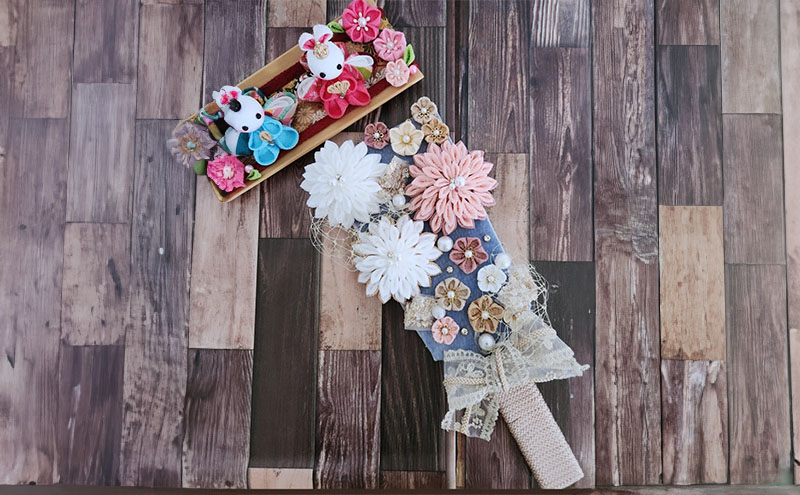 羽子板 つまみ細工 伝統工芸 手作り  羽子板飾り 和風 アンティーク風 上品 華やか お正月 お祝い 贈り物 新年 縁起物 受注生産 つまみ細工工房ちより。 送料無料 岐阜県 安八町