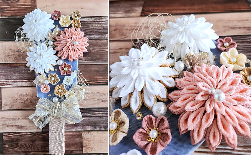 羽子板 つまみ細工 伝統工芸 手作り  羽子板飾り 和風 アンティーク風 上品 華やか お正月 お祝い 贈り物 新年 縁起物 受注生産 つまみ細工工房ちより。 送料無料 岐阜県 安八町