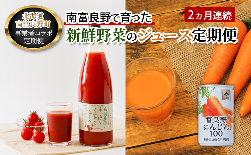 【北海道南富良野町】2ヵ月連続 南富良野で育った新鮮野菜のジュース定期便 飲料 野菜 野菜ジュース トマトジュース 人参ジュース キャロットジュース